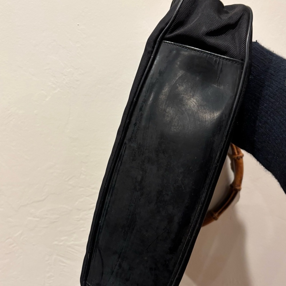 GUCCI Diana Large Black Nylon Bamboo Handle Shoulder Bag. - Picture 15 of 16